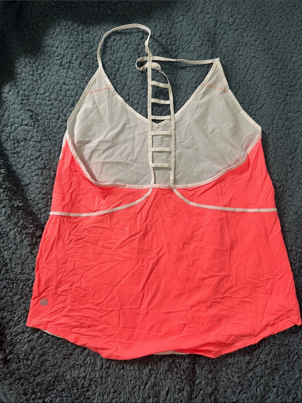 lululemon athletica White and Coral Ladder-Back Tank Top